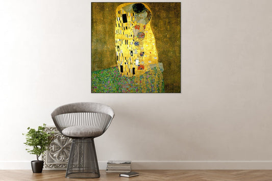 Akustisches Gemälde Der Kuss – Gustav Klimt, schallabsorbierende Wanddekoration