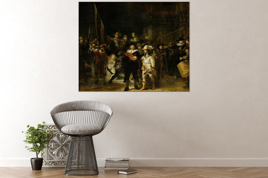 Akustikgemälde Die Die Nachtwache – Rembrandt van Rijn, schallabsorbierende Wandkunst