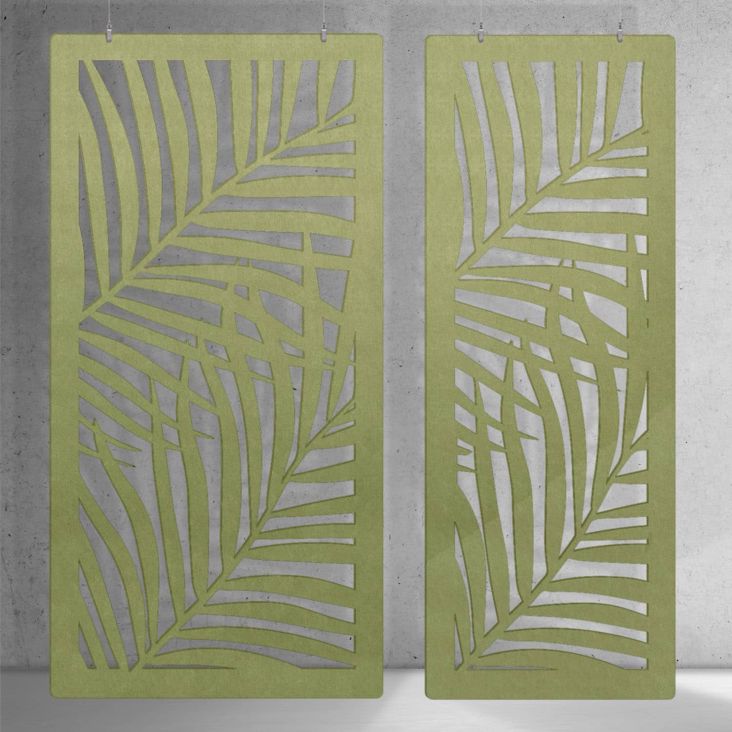 Roomdivider Palm – hangend kamerscherm met palmbladeren van vilt