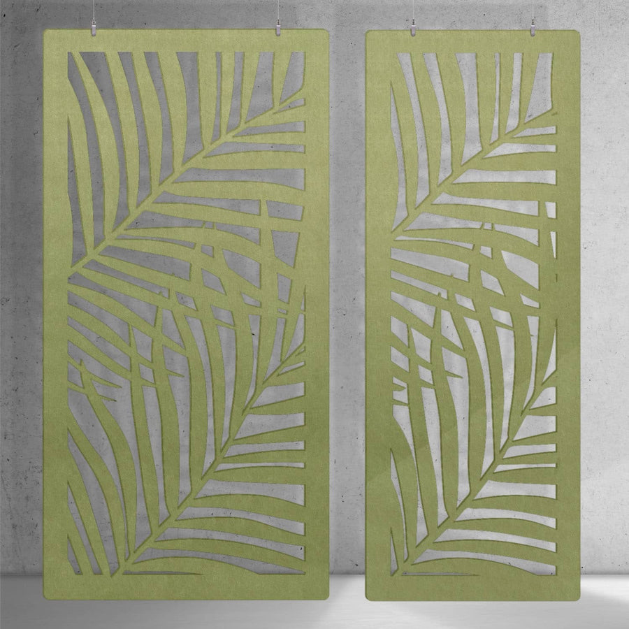 Raumteiler Palm – hängender Raumtrenner mit Filz-Palmblättern