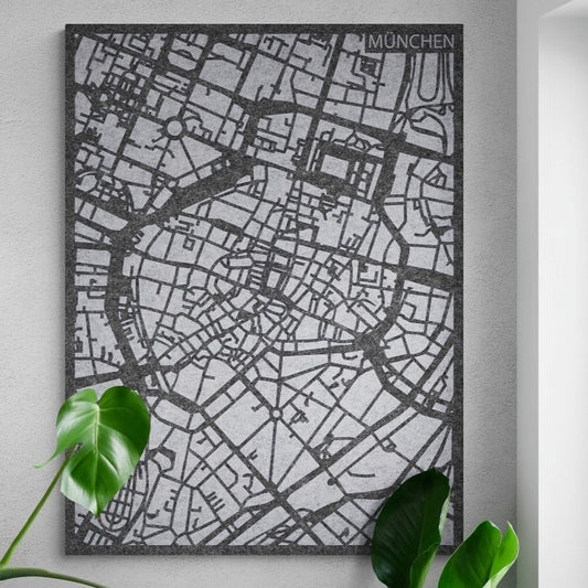 Akoestische City Map München – 3D-stadskaart van PET-vilt