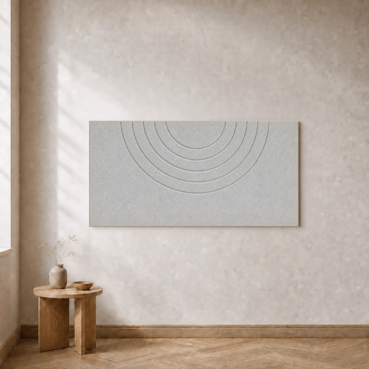 Een losse akoestische Curvy wandtegel Design B in New Marble, 120 bij 60 centimeter