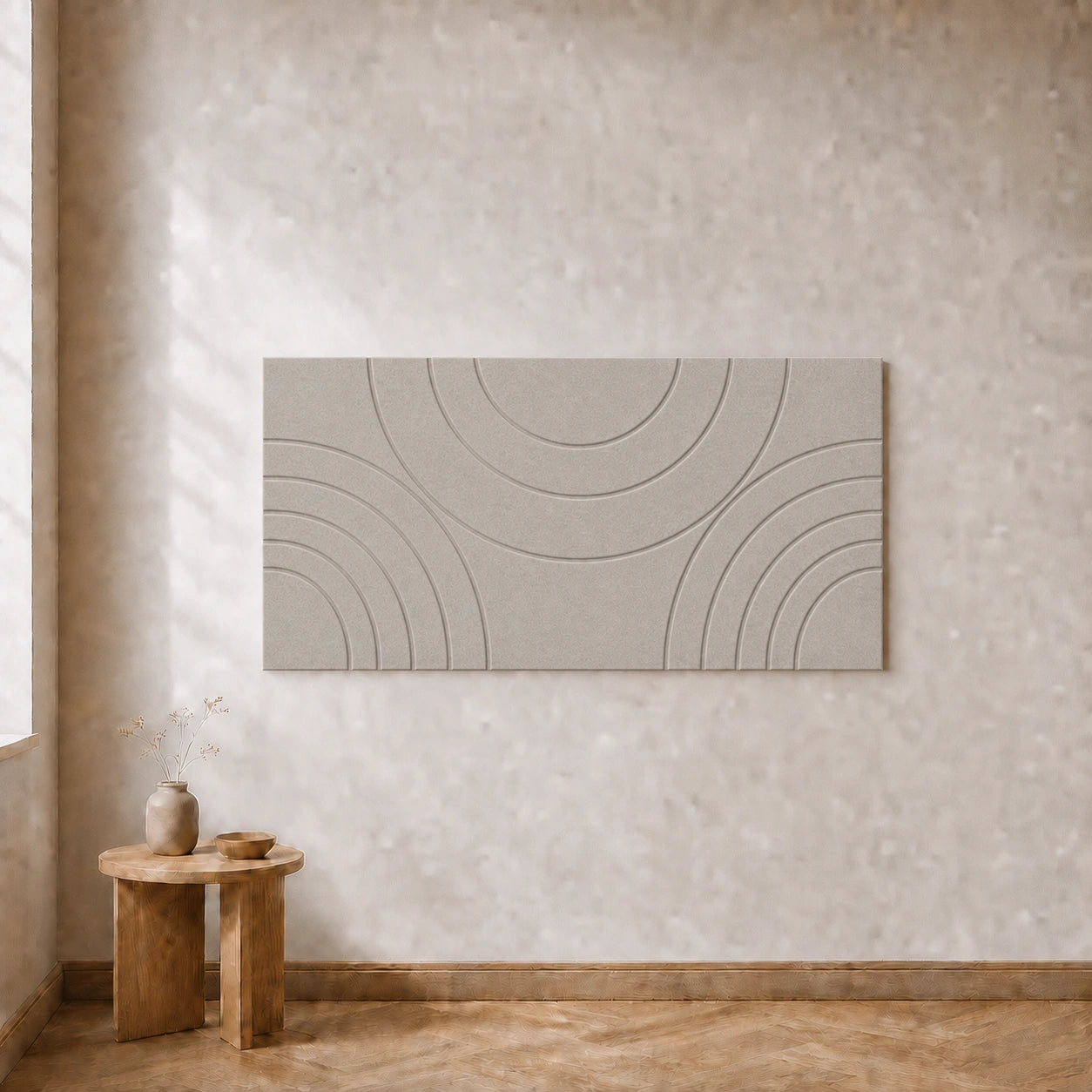 Eén losse akoestische Curvy wandtegel Design D, 120 bij 60 centimeter