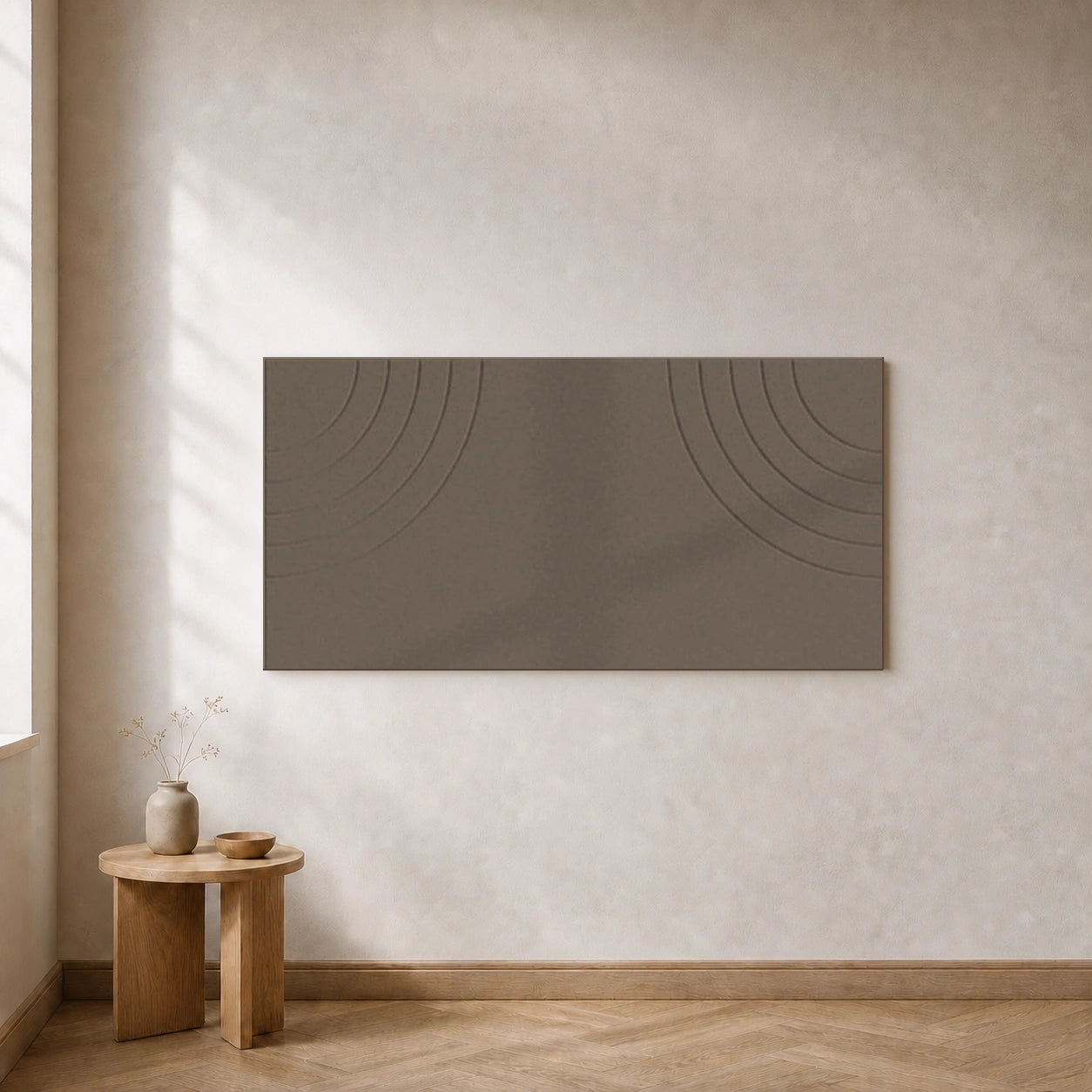 Eén losse akoestische Curvy wandtegel in Taupe, 120 bij 60 centimeter
