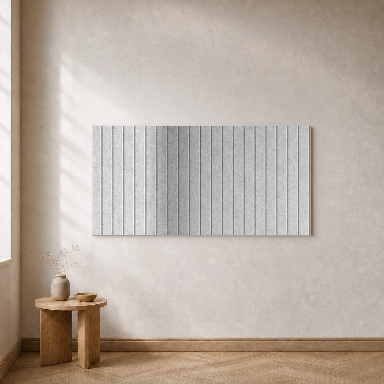 Eén losse akoestische Lines wandtegel in New Marble, 120 bij 60 centimeter
