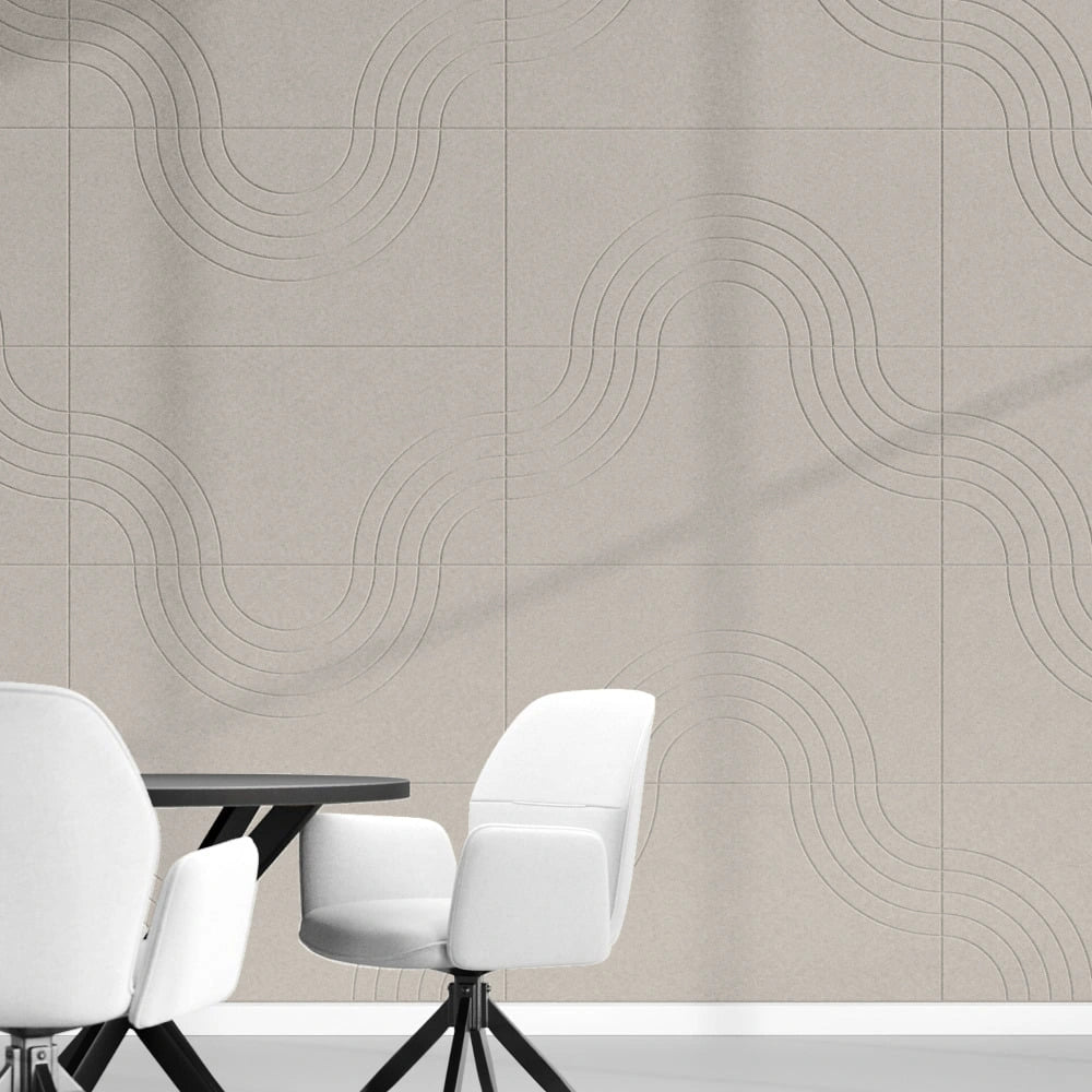 Akoestische wandtegels Curvy – geluiddempend vilt met ronde vormen in Light Beige