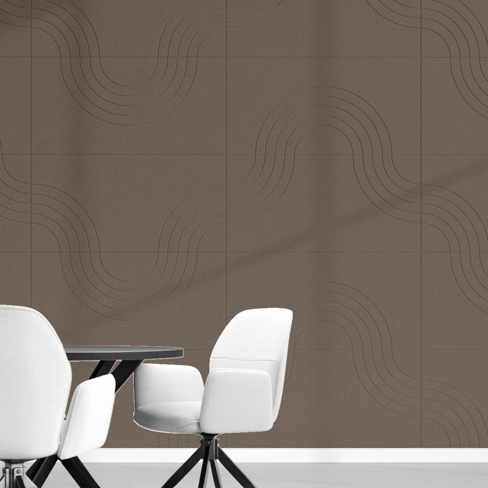 Akoestische wandtegels Curvy – geluiddempend vilt met ronde vormen in Taupe